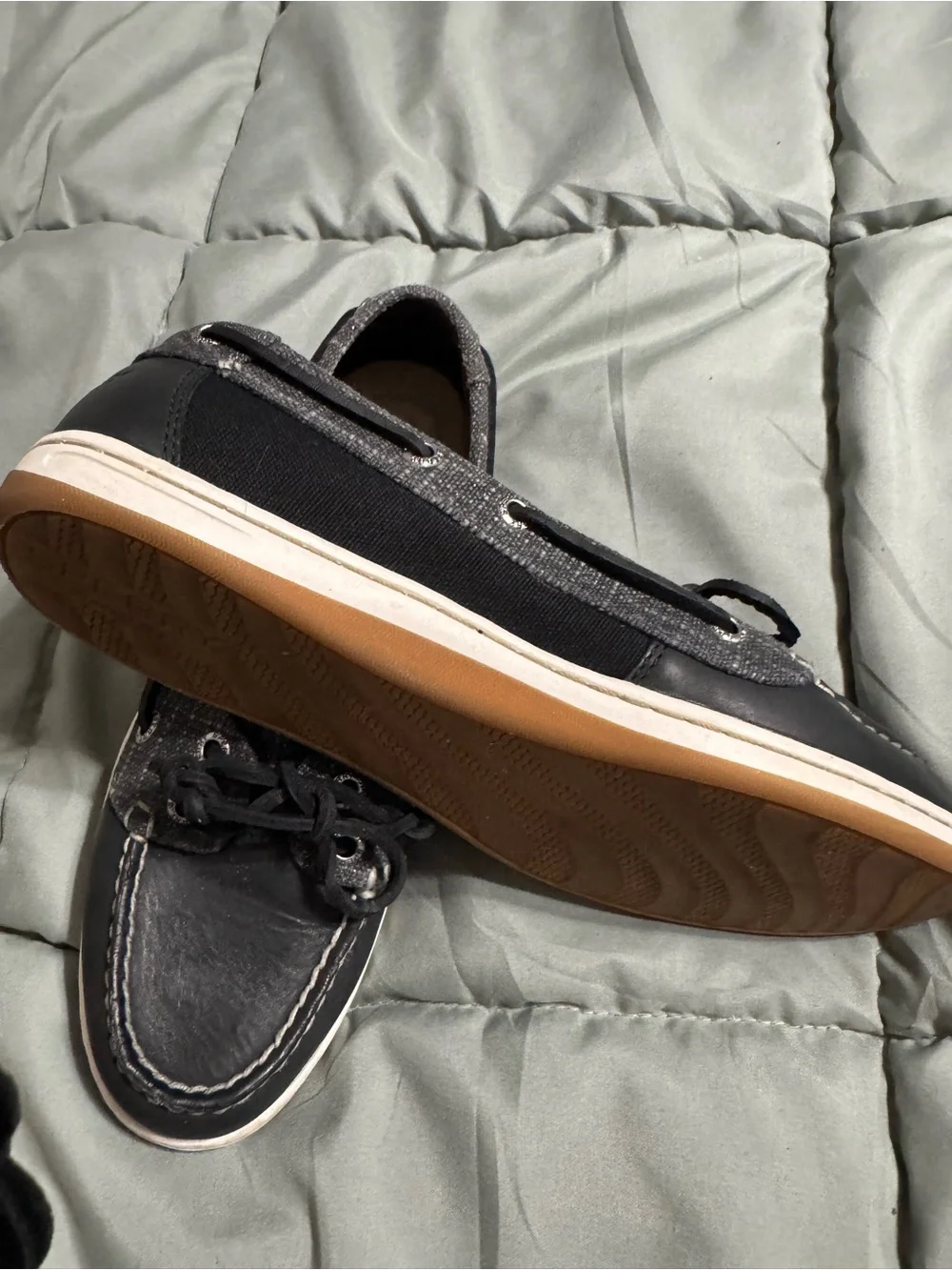 Sperry Black Women's Lace-Up Boat Moccasins